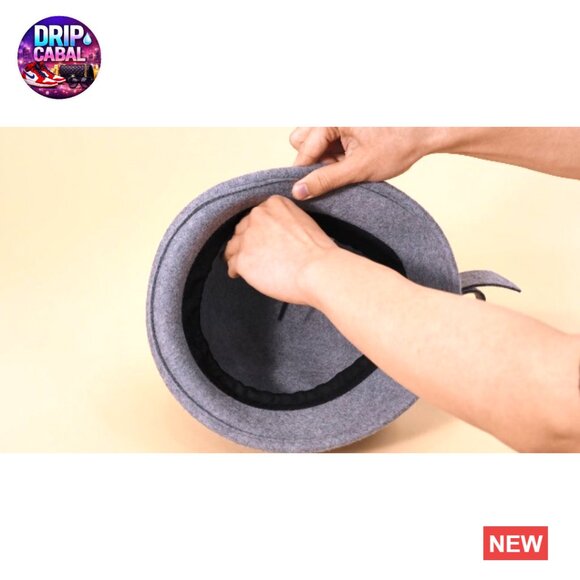 Wool Felt Fedora Hat with Bow Adjustable Drawstring Winter Church main image 7
